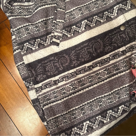 Vintage Black Reversible Jacket Windbreaker Coat Unisex Medium Aztec Fleece 90s - Picture 9 of 13